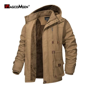 Мъжко яке-парка MAGCOMSEN с качулка, зимни дебели флисовые топли пътни работни палто с множество джобове, ветровка