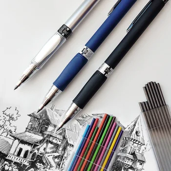 Набор от механични Моливи 2,0 мм, 2B, Автоматични Моливи за студенти, Сиво / цветни грифели за моливи, Ученически химикалки, Офис консумативи за офис Kawaii