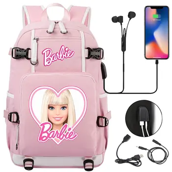Нов Барби USB Тийнейджъри, Училищни Чанти на Жените и Мъжете Лаптоп Пътен Раница за Момичета, Момчета, Детски Училищни Чанти и калъфи За книги