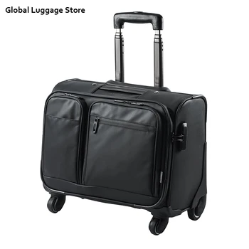 НОВ мъжки бизнес водоустойчив куфар на колела, 15,6-инчов черна пътна чанта, багажник, с двойно предназначение, голям капацитет