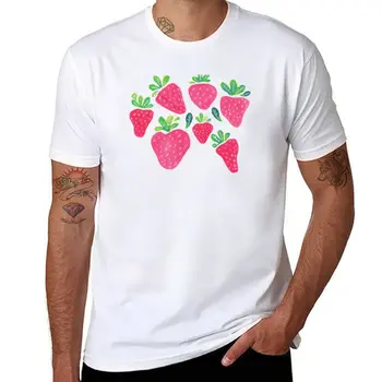 Нова акварел тениска с ягоди, тениски за спортните фенове, тениски с графични футболками, хипи облекло, тениски по поръчка, мъжки дрехи