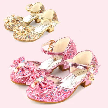 Нови обувки на принцесата с пайети и перлата на носа за момичета, детски ежедневни сандали с мека подметка със защита от удари