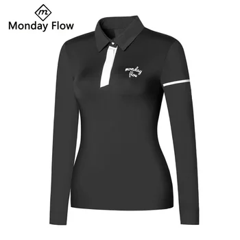Облекло за голф Mondayflow, новата пролетно-есенна женска риза за голф, Бързосъхнеща дишаща модни и ежедневни риза за голф с дълъг ръкав