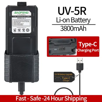 Оригинална Батерия Boafeng UV-5R Type-C за Зареждане на 3800 ма Радиостанции BF-Уоки Токи Boafeng F8HP UV5R UV-5RE UV-5RA 5RL 5RB