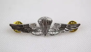 Парашут на морската пехота на САЩ, с криле за кацане парашутисти, метална икона сребрист цвят