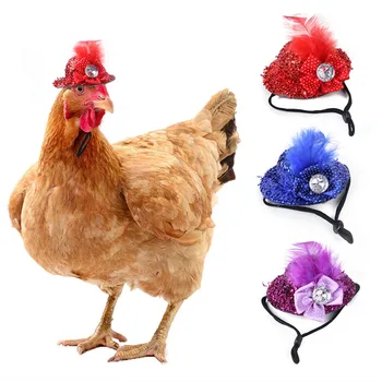 Пилешки шапки за кокошка, забавни аксесоари за пилета, цилиндър от пера, стоки за домашни любимци, костюми Безплатна доставка