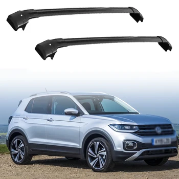 Подходяща за VW T-Cross 2019-2023, рейлинги за багажник на покрива, Носещи поперечины, разпънка, алуминий, черен, 2 бр.