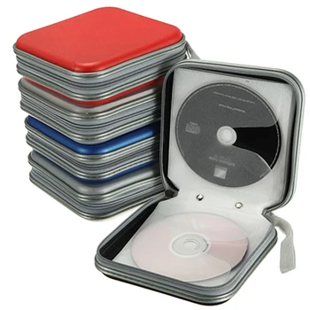 Преносим калъф-стойка за cd-дискове с капацитет 40 бр., в чантата за съхранение на CD / DVD, органайзер за съхранение на квадратен кутия за съхранение с цип за дома