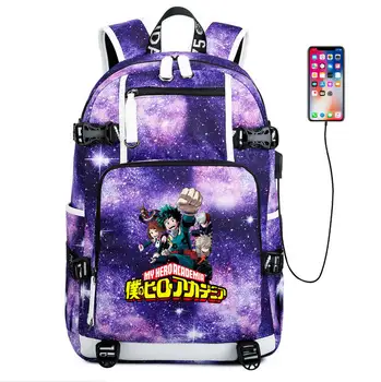 Пътна чанта My Hero Academia, училищна чанта, usb зареждане, холщовая чанта през рамо, раница за момчета и момичета, чанта за лаптоп
