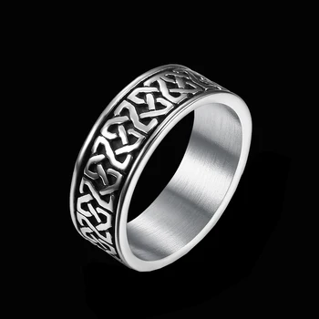 размер 7-15 Мъжки пръстени с вида възел от неръждаема стомана Норвежки украса на викингите за мъже и жени