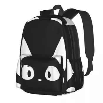 Раница с принтом хубава Котка Черни раници с животни Neko Pretty За момичета, Туристически Дишащи Ученически чанти, Раница на поръчка