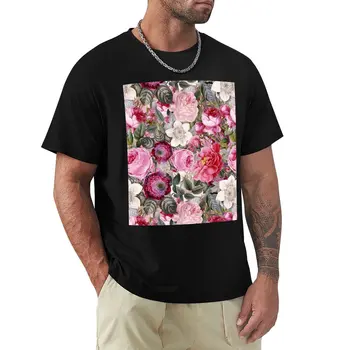 Реколта Розова тениска с Цветя модел, забавна тениска с кошачьими тениски, спортни ризи за мъже
