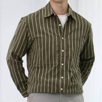Светският официалната риза Бизнес Свободна риза в Контрастен цвят в ивицата Мъжки великото риза Ежедневни риза с джоб Camisa Masculina