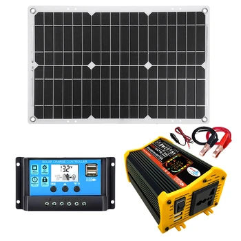 Система за производство на слънчева енергия Dual USB 25 W Соларен панел 6000 W инвертор dc 12 v променлив 110/220v В Комплект контролер за зареждане на слънчева батерия