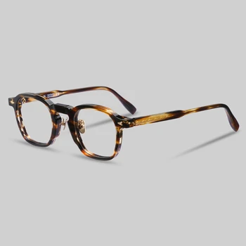 Слънчеви очила в ретро-квадратна черепаховой рамка от ацетат средна дебелина рецепта, Мъжки слънчеви очила от късогледство, Дизайнерски марка