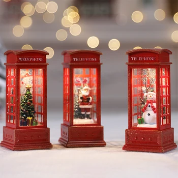 Старецът, Снежен човек, Коледни украси, Коледни декор телефонна кабина, Британската телефонна будка на батерии, подпори за партита в домашна спалнята