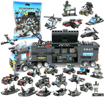 Съвместим с конструктор Lego City Police Station SWAT Command Vehicle Камион Творчески строителни блокове Забавни играчки за деца