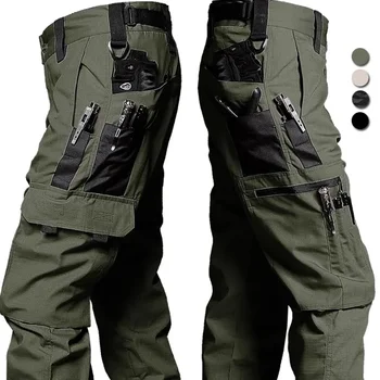 Тактически панталони с много джобове, мъжки Нови Работни панталони-карго, пролетно-есенни водоустойчив армейските панталони Ripstop, Свободни маркови джоггеры за бягане
