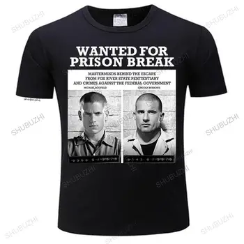 Тениски Wanted For Prison Break За Мъже От 100% Памук, Забавни Тениски, Тениска с кръгло деколте, Дрехи с къс ръкав, тениска унисекс