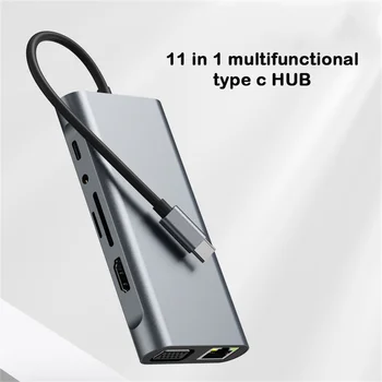 Хъб Type C до 4K 30 Hz HDMI-съвместим Адаптер USB 3.0 100 Mbps RJ-45 PD 87 W Такса За Аксесоари за Лаптопи Macbook Pro