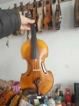 цигулка 4/4 в бароков стил, европейската облегалка от пламенеющего клен, иглолистни надмощие, ръчна дърворезба № 1