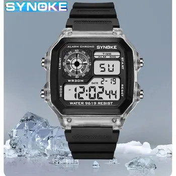 Цифров часовник SYNOKE, мъжки спортни светещи многофункционални водоустойчив ръчен часовник Chrono, улични и за бягане, студентски Seven Светлини