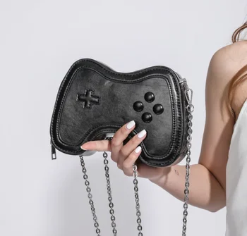 Чанта за подмишниците от изкуствена лъскава кожа, дизайнерска чанта за игра конзола, чанта през рамо за китара, чанта на верига в стил Y2K, луксозна дамска чанта на верига.