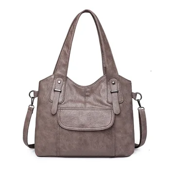 Чанта през рамо за жени, дамски чанти от мека кожа, однотонная чанта-тоут, женствена чанта през рамо