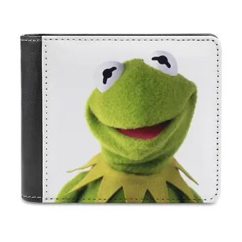 Чантата от кожа на жаба Мъжки Портфейл от ръчно изработени персонално Чантата Подарък за деня на бащата Мем Джим Хенсона, Мем Green Frog, Персонални портфейл