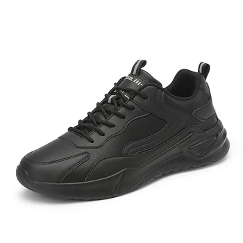 Черни обувки, Мъжки маратонки 46 Лека Кожена обувките за ходене всеки ден есенните маратонки Мъжки Водоустойчиви Леки Тенис Masculino