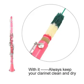 Четка за кларинет, мек микрофибър, Четка за почистване на кларинет, инструмент за почистване на стелки, инструмент за почистване на дървени духови инструменти, инструмент за почистване на кларинет