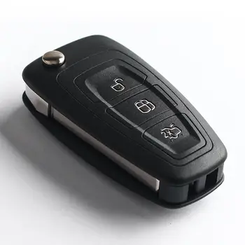 Шарнирен калъф за дистанционно на ключа на автомобила, 2/3 бутони, за подмяна на черно ключодържател за Ford Focus, Fiesta, калъф за ключодържател с нож HU101/F021
