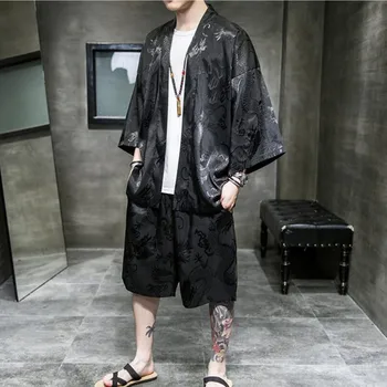 Яке-кимоно, подходящи за японски летни мъжки дрехи, детски блузи с къс ръкав, мъжки дрехи Yukata Haor.